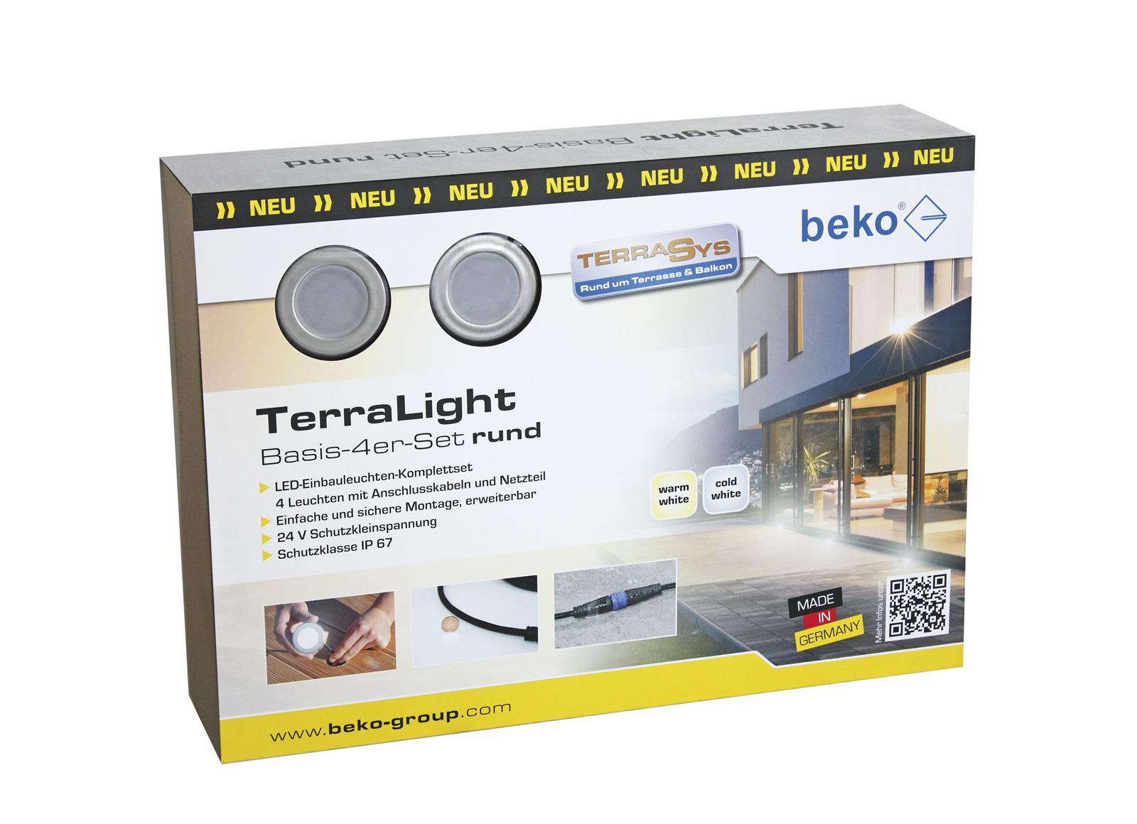 TerraLight Basis 4er-Set, LED-Spot rund Ø 60, Lichtfarbe: warmweiß